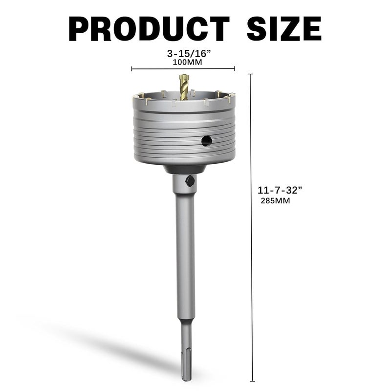 METOTO 4-5/16" Concrete Hole Saw,110mm Masonry Hole Saw, with 220mm SDS Plus Shank Connecting Rod for Concrete Brick Cement Stone Wall Drilling Home Improvement - Image 2